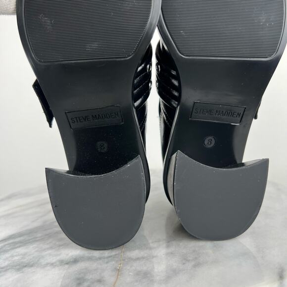 Steve Madden Like New Black Grazia Pointed Toe Silver Buckle Moto Bootie (Sz 8) - Picture 11 of 13